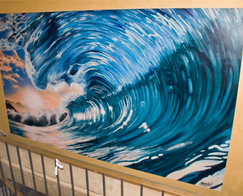 "The Wave" - Graffiti Gemälde im Treppenhaus 3.50x2m